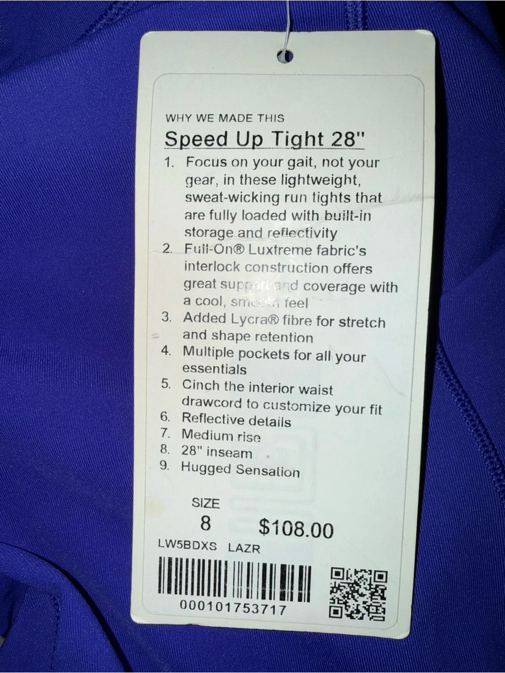 28” LuluLemon Athletically - High-Rise Purple Performance Leggings - Women